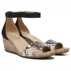 Sandalias Cuña Naturalizer Para Mujer Areda Wedge Sandal Negras Serpent WZ80-4890V7