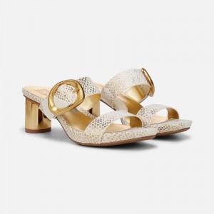 Sandalias Tacón Naturalizer Para Mujer Ida Dress Sandal Blancas Doradas Serpent PR20-7800R7