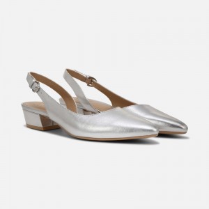 Zapatos Destalonados Naturalizer Para Mujer Banks Punta Puntiaguda Flat Plateadas IS76-6676Z1