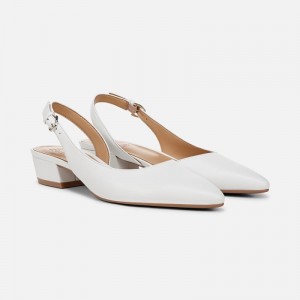 Zapatos Destalonados Naturalizer Para Mujer Banks Punta Puntiaguda Flat Blancas YH91-3841S4