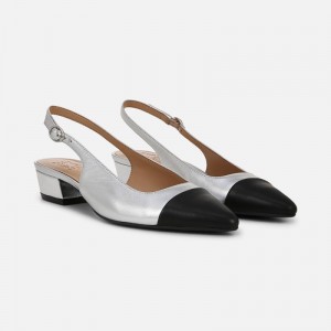 Zapatos Destalonados Naturalizer Para Mujer Banks Slingback Plateadas Negras LI36-3576H2
