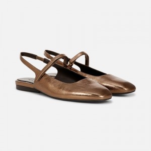 Zapatos Destalonados Naturalizer Para Mujer Connie Mary Jane Slingback Flat Doradas RJ26-1836K6