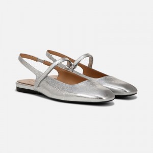 Zapatos Destalonados Naturalizer Para Mujer Connie Mary Jane Slingback Flat Plateadas BL00-1770L4