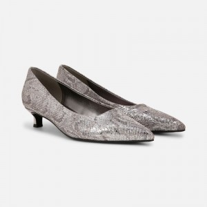 Tacon Gatito Naturalizer Para Mujer Natalia Kitten Heel Plateadas Serpent GC10-7360W4